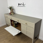 Refinished Large Neutral Vintage Nathan Sideboard with drinks cabinet - beige, cream, cocktail cabinet, tv stand, media unit, retro nude