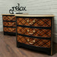 2 Black,Mahogany & Gold Bedside Drawer units