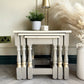Oak Nest Of Tables | Hand Painted Side Tables Set | Solid Wood Living Room Furniture | Modern Traditional Nesting Tables
