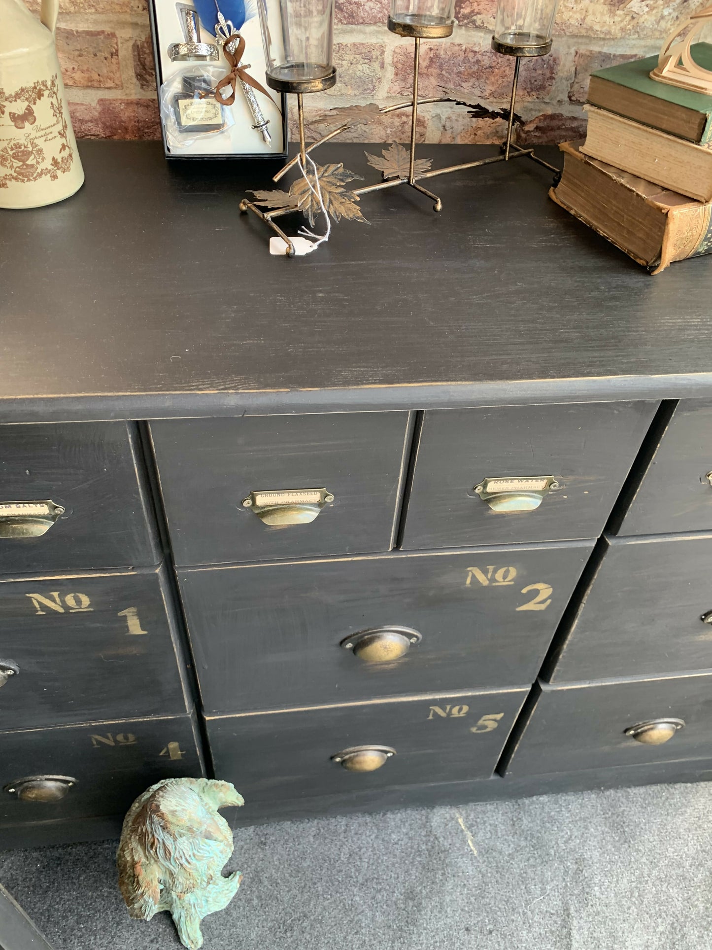 Faux antique apothecary drawers