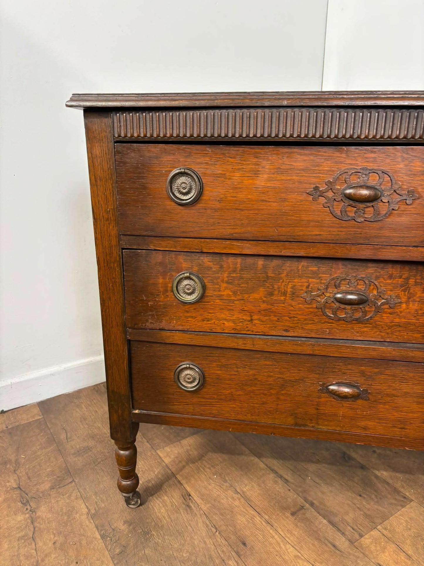 Vintage Oak Bedroom Chest of Three Drawers