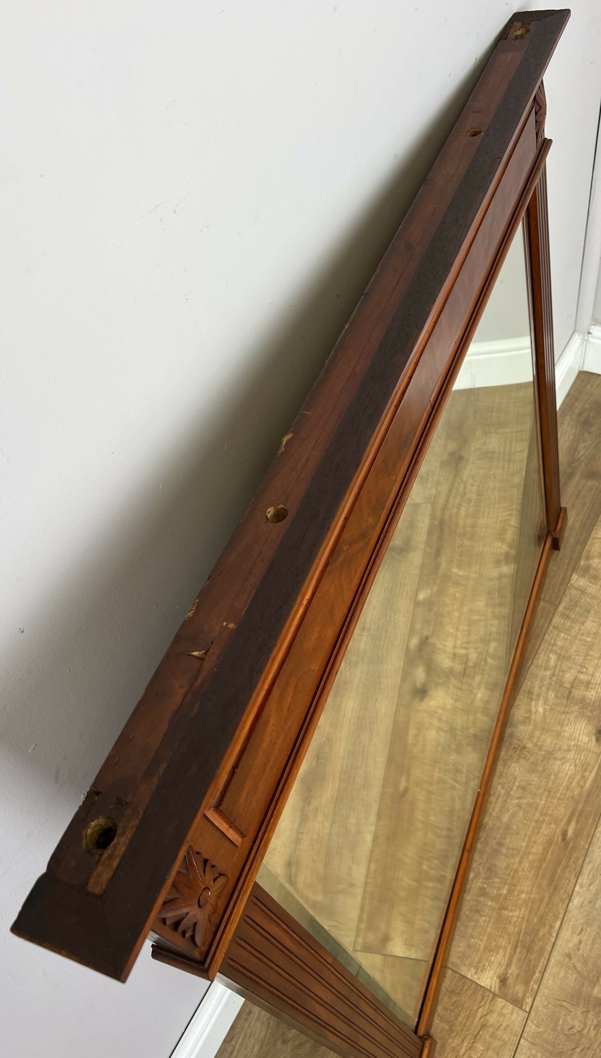 Mirror Antique French Walnut Wall Mirror Carved Decorative Frame LOT 6405