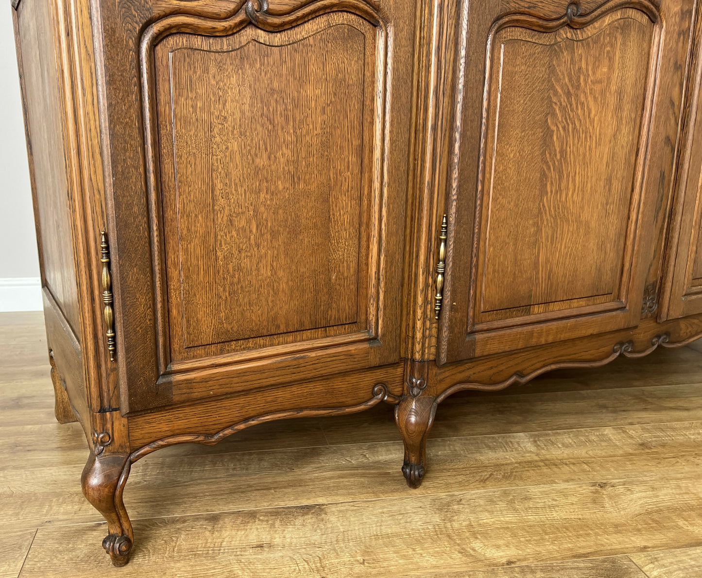 Wardrobe Vintage French Louis XVI Style Oak Four Door Carved Armoire LOT 6113