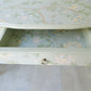 Pale green decoupaged console table, one drawer