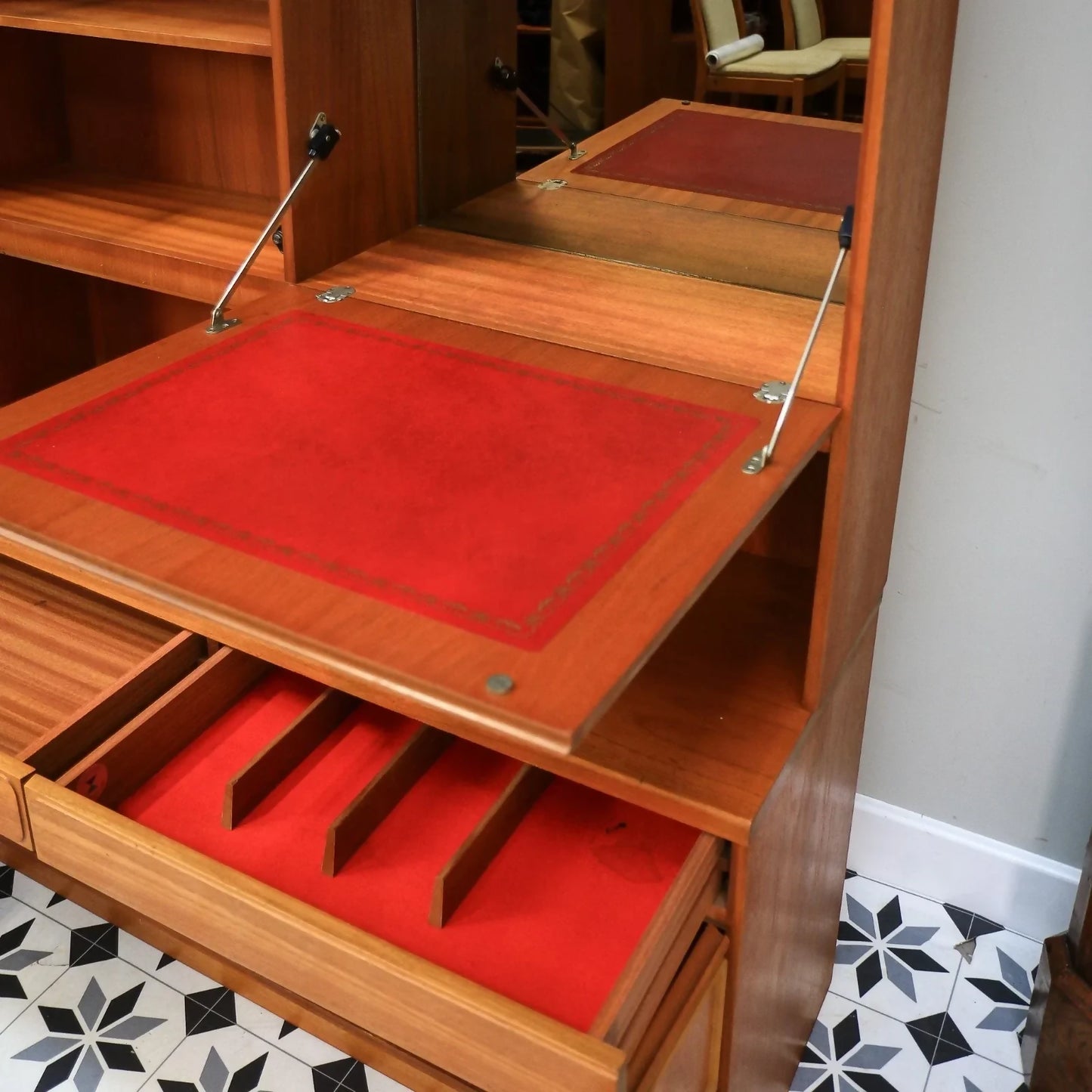 Retro McIntosh Wall Unit Tall Display Cabinet Drinks Cabinet in Teak Mid Century Retro