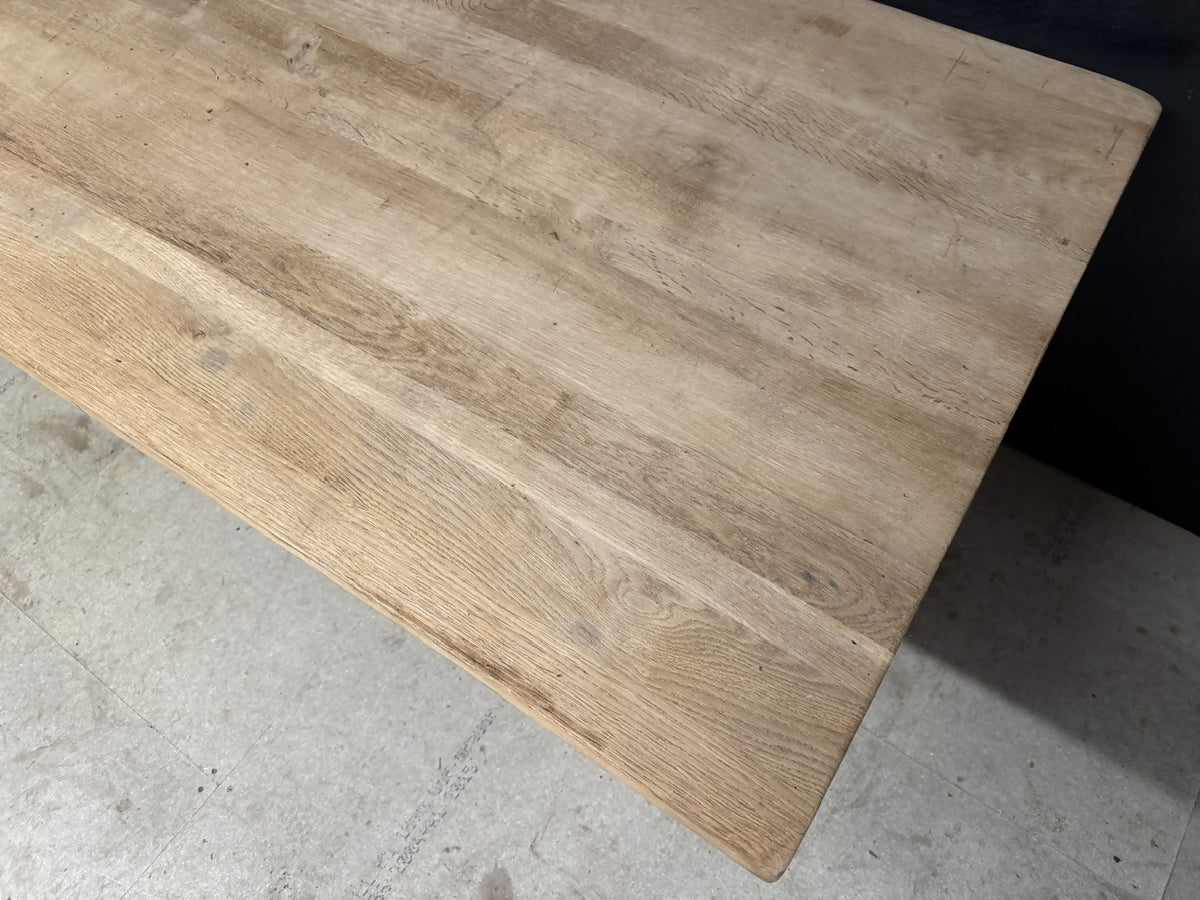 French Bleached Oak Farmhouse Dining Table
