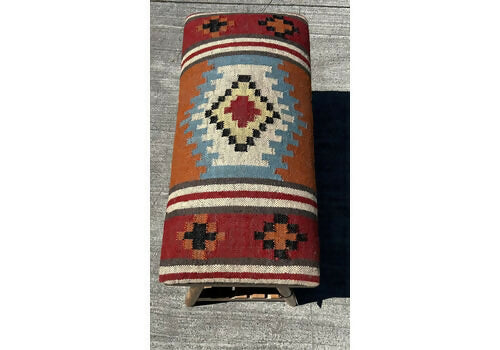 Beautiful Contemporary Kilim Kelem Flat Weave Upholstered Bench Seat With Rack