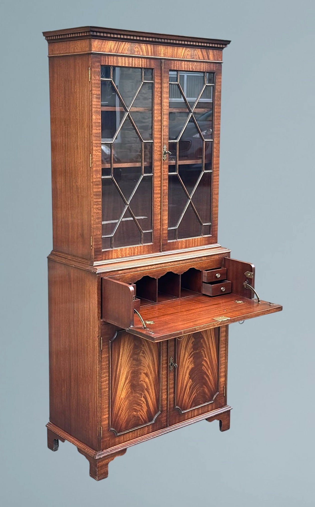 Mahogany Secretaire Bookcase Reprodux Bevan Funnel