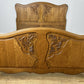 Bed Vintage French Louis XVI Double Bed Frame Oak Carved Headboard LOT 6459