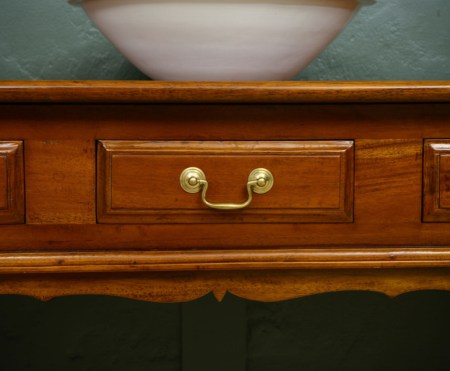 Antique Style Long Console Table - Hardwood Mahogany Finish