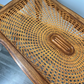 Coffee Table Vintage French Louis XV Cane Top Oak Carved Table LOT 3861