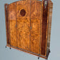 Good Quality Art Deco Burr Walnut Triple Door Wardrobe With Ormolu Mounts