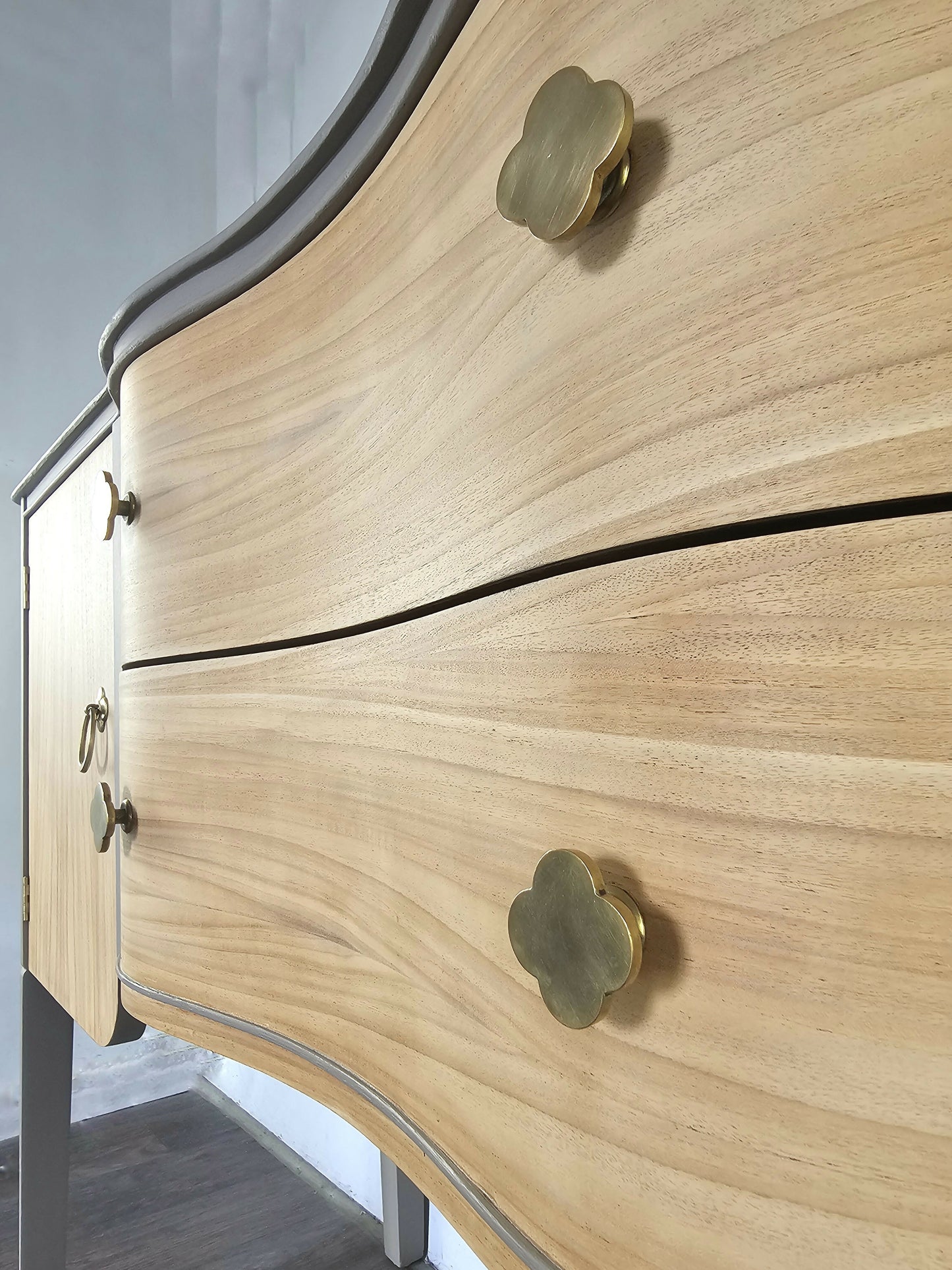 Vintage Sideboard with Wavy Trim and Bobbin Details