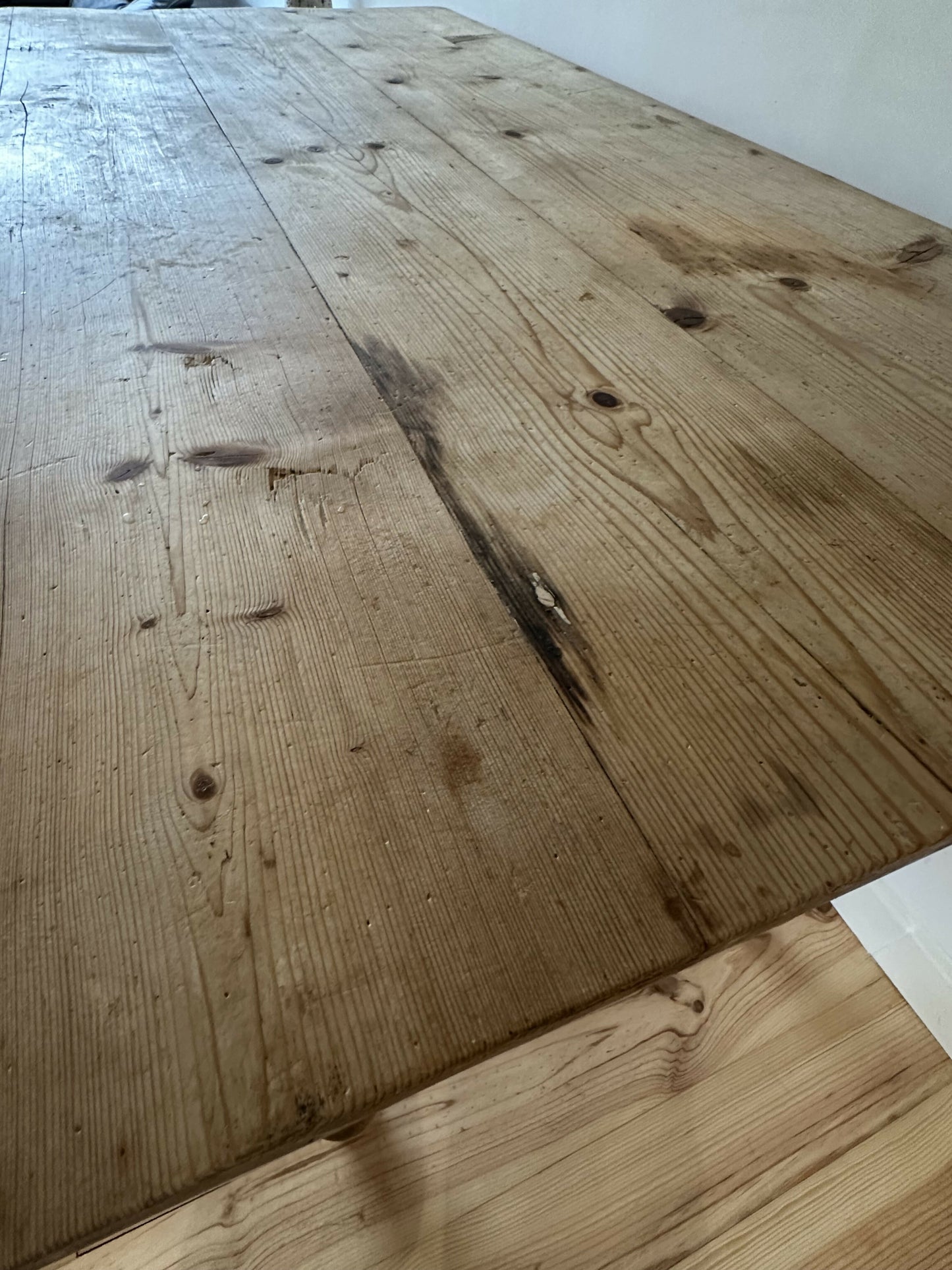 Vintage Farmhouse Dining Table Rustic Large Farmhouse Solid Stripped Pine