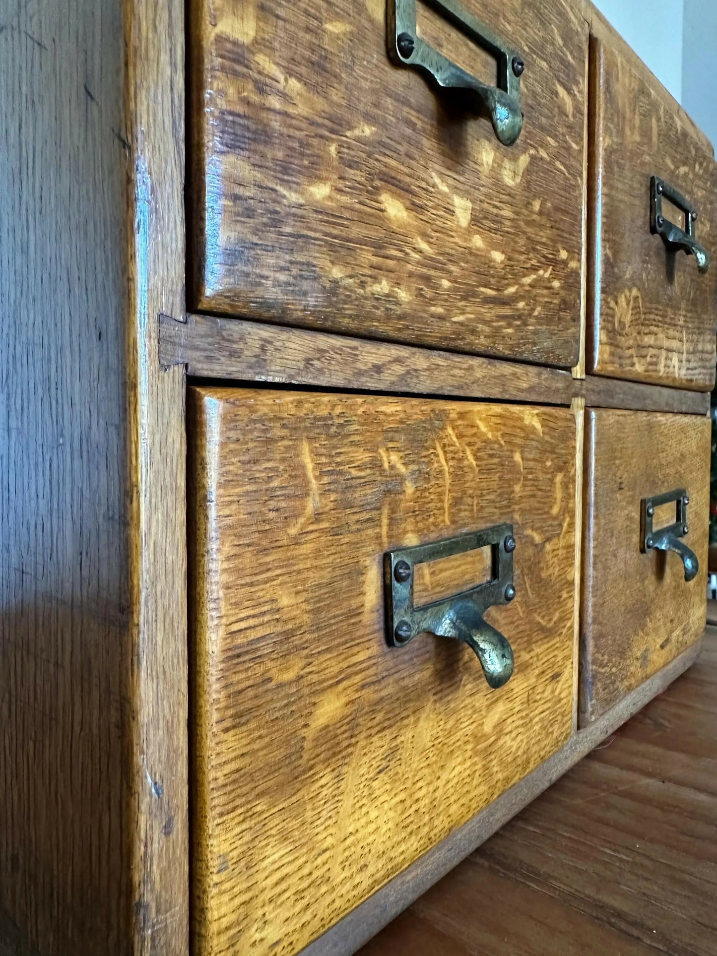 Antique Oak Drawers Haberdashery Index File Cabinet Drawers