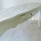 Pale green decoupaged console table, one drawer