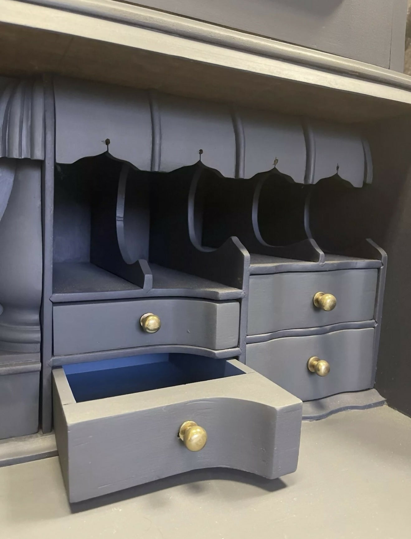 Writing Bureau with upper glass fronted Bookcsse