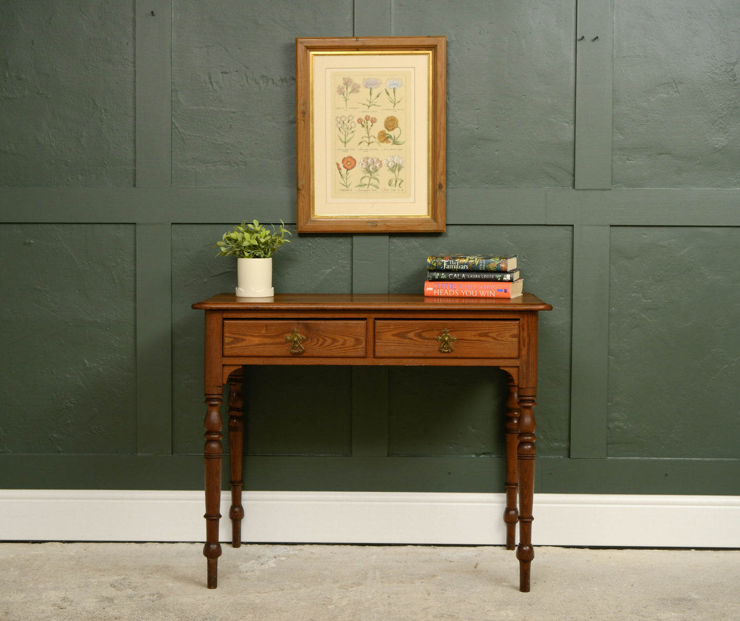 Pitch Pine Console Table / Writing Desk - Arts & Crafts