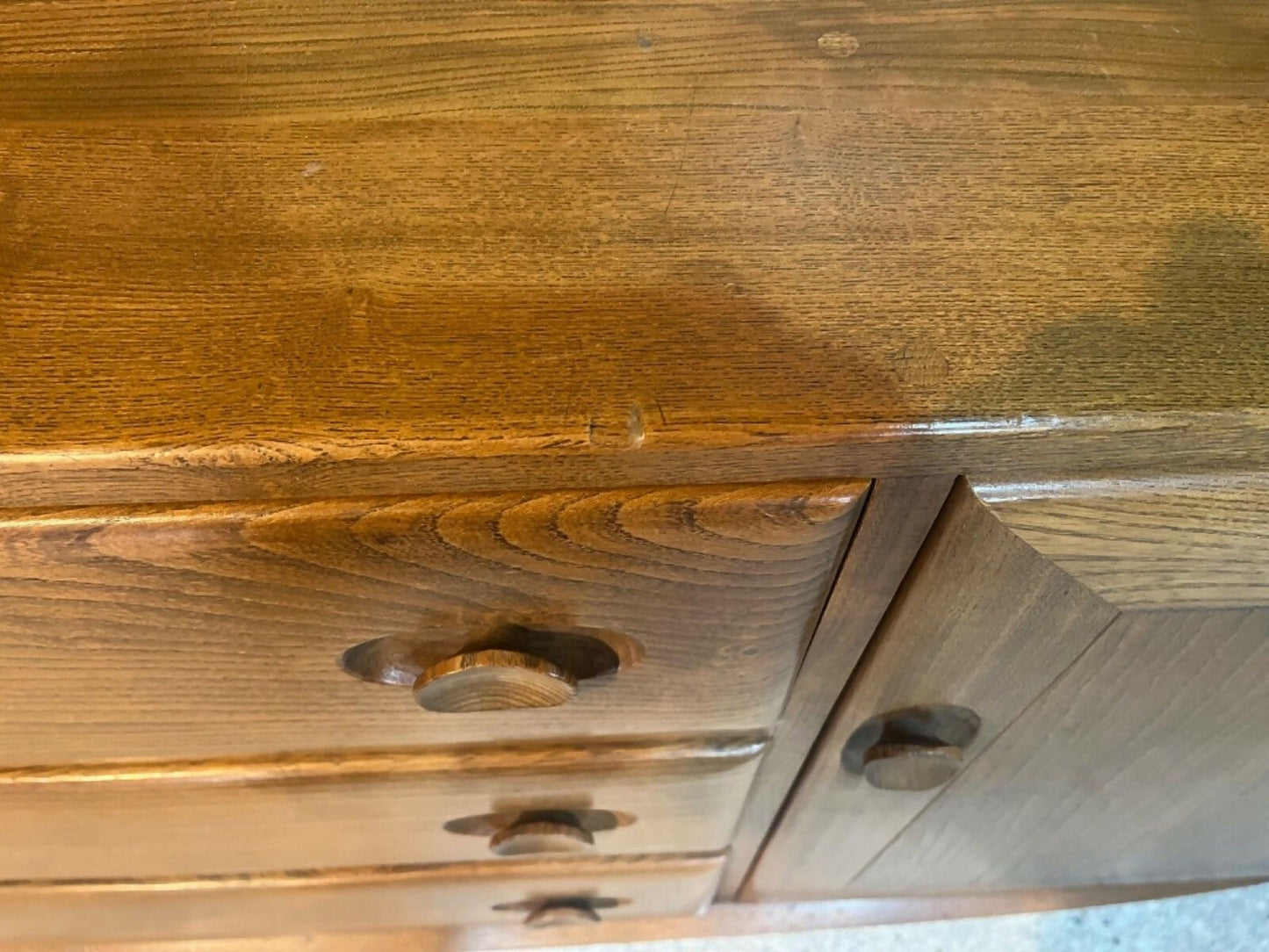 Vintage Ercol Sideboard Model No. 455 Solid Elm