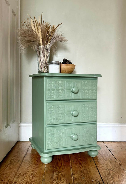 Textured Bedside Table - Green