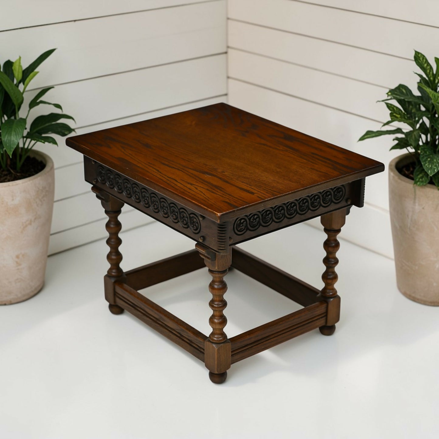 Vintage Oak Old Charm Solid Lamp/Side Table Tudor Antique Style FREE UK Delivery