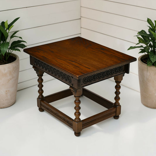 Vintage Oak Old Charm Solid Lamp/Side Table Tudor Antique Style FREE UK Delivery