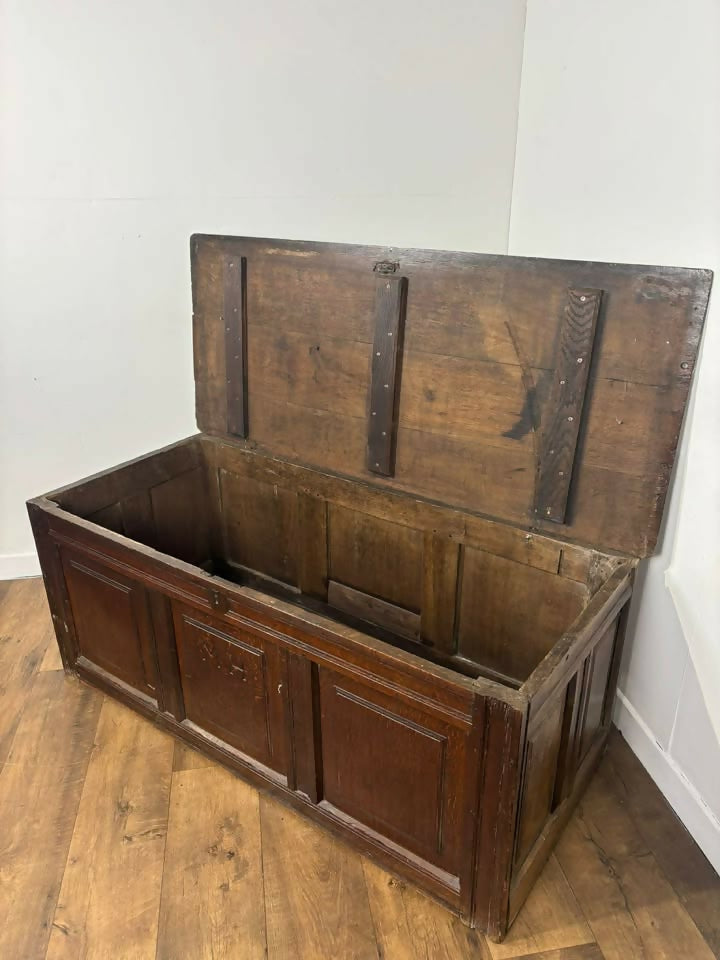 Georgian Oak Three Panel Coffer with Initials ‘MH’