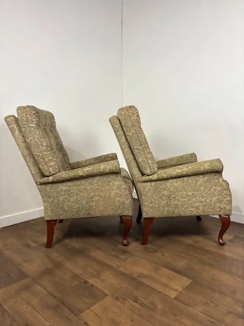 Pair of Reproduction Button Backed Upholstered Armchairs
