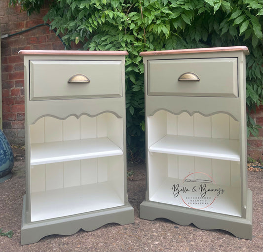 Solid Pine Farmhouse Rustic Bedside Cabinets Drawers