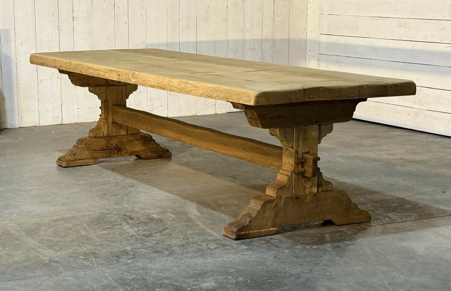 Stunning Large French Bleached Oak Farmhouse Dining Table