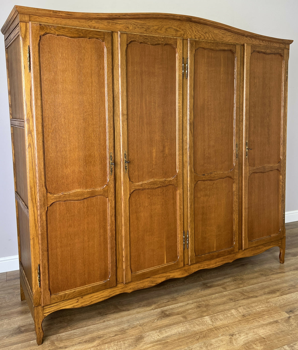 Wardrobe Vintage French Louis XVI Style Oak Four Door Carved Armoire LOT 6532