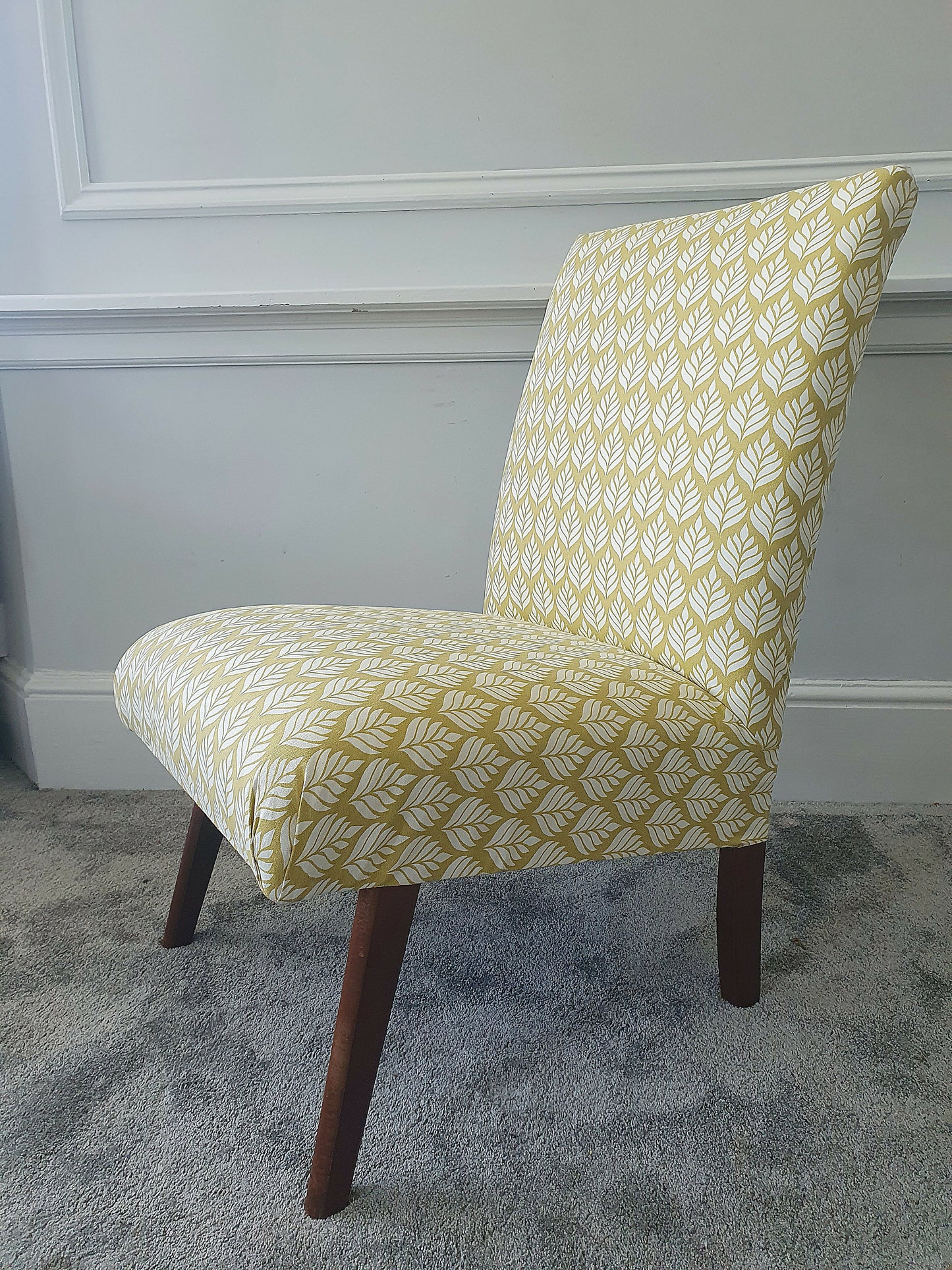 Slipper Chair Mid Century 1950s. Reupholstered In 100% Cotton Canvas. Ex Condition