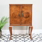 Cocktail Drinks Cabinet in a Queen Anne Style Burr Walnut Veneer Matched Doors