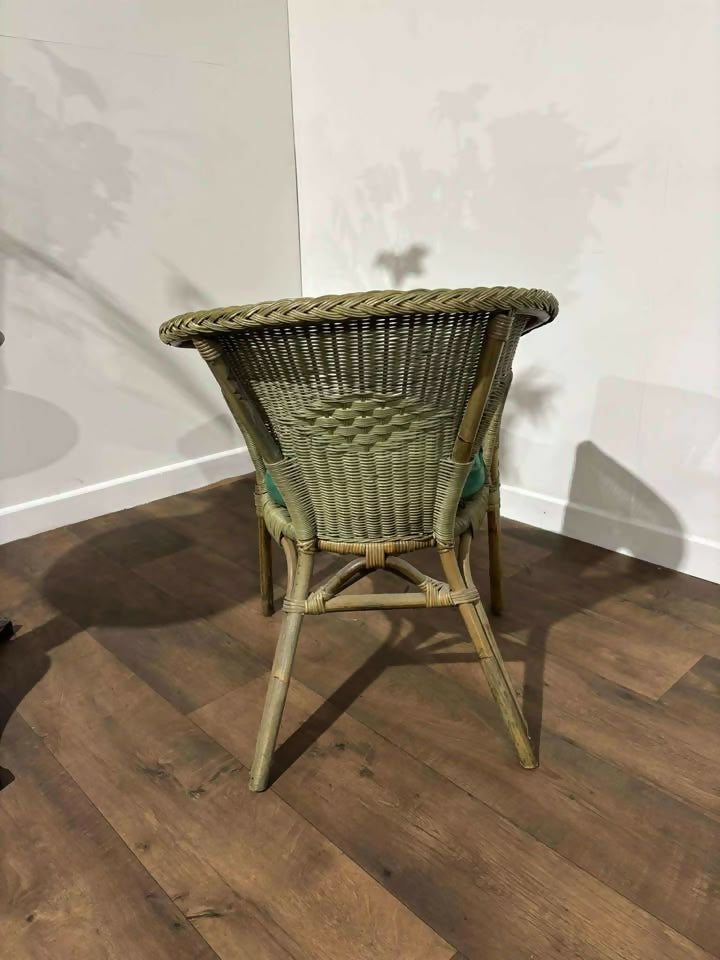 Vintage Green Wicker Chair