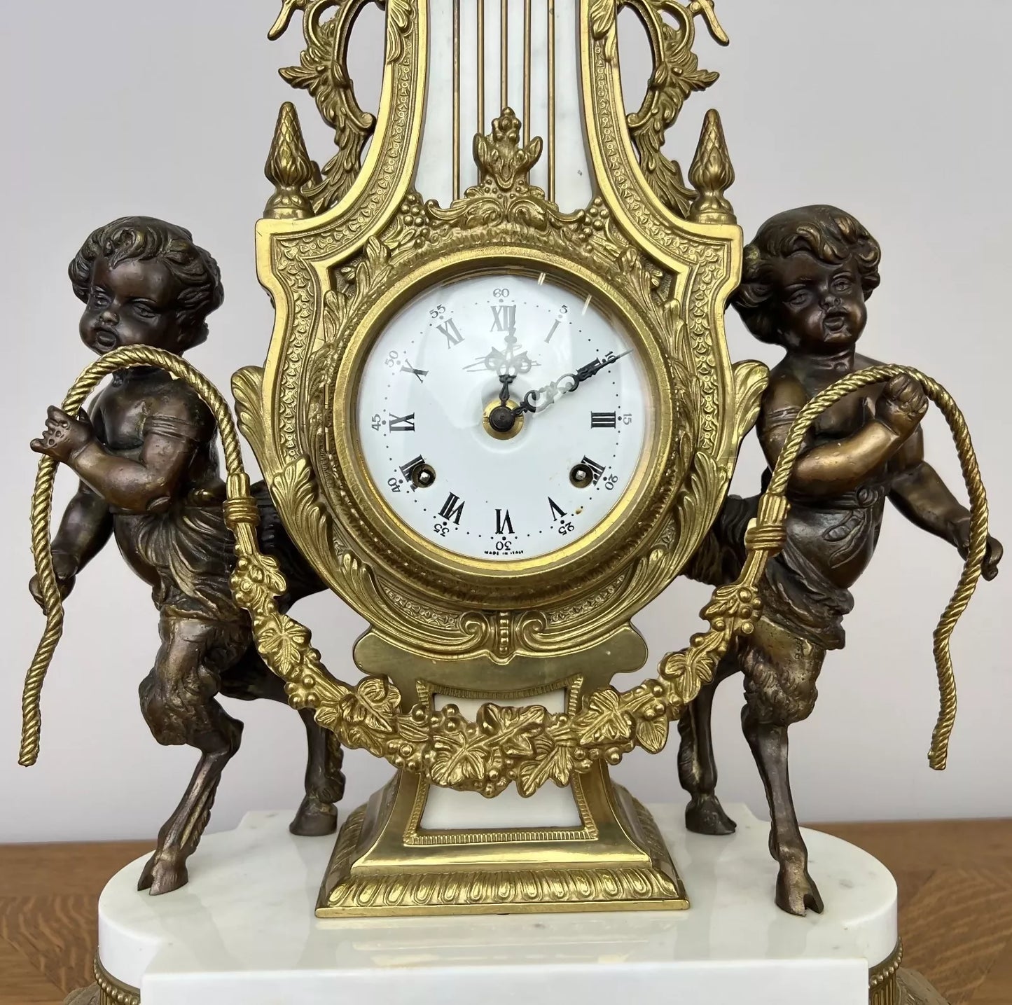 Clock Antique Louis XV Brass Marble Garniture Set With Candelabras LOT 6026