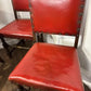 Vintage Set of Six Oak Framed Red Leather Dining Chairs