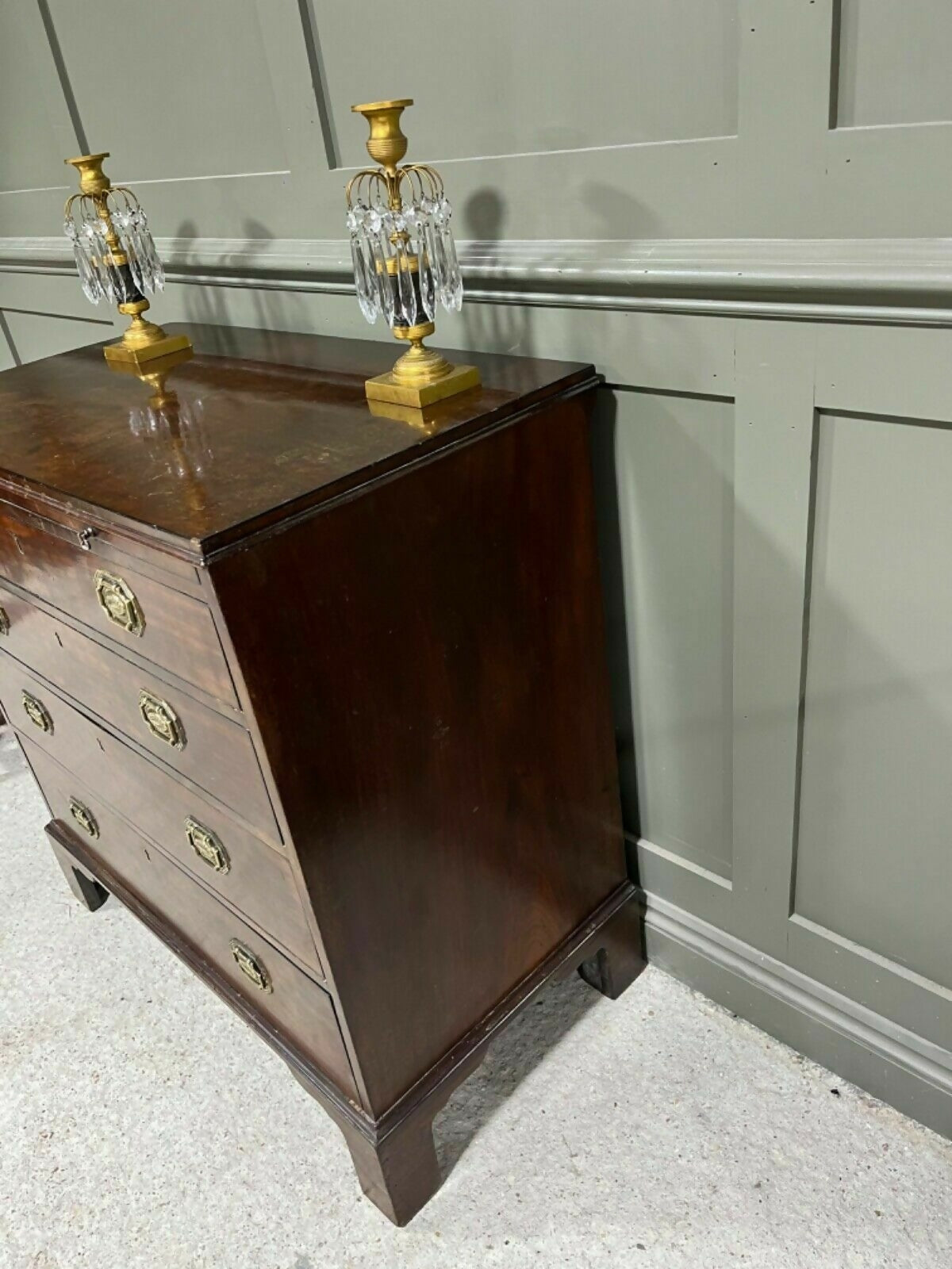 Vintage Georgian Chest Of Drawers Small Chest In Cuban Mahogany W Writing Slide