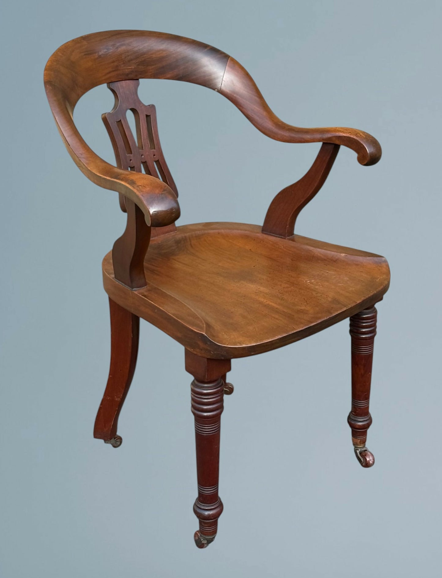 19th Century Walnut Desk Chair / Office Chair