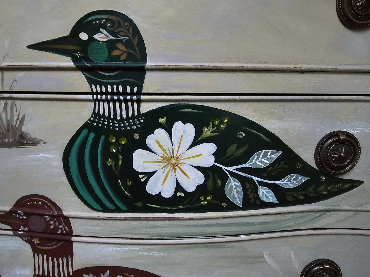 Vintage Hand Painted Chest of Drawers Folk Art