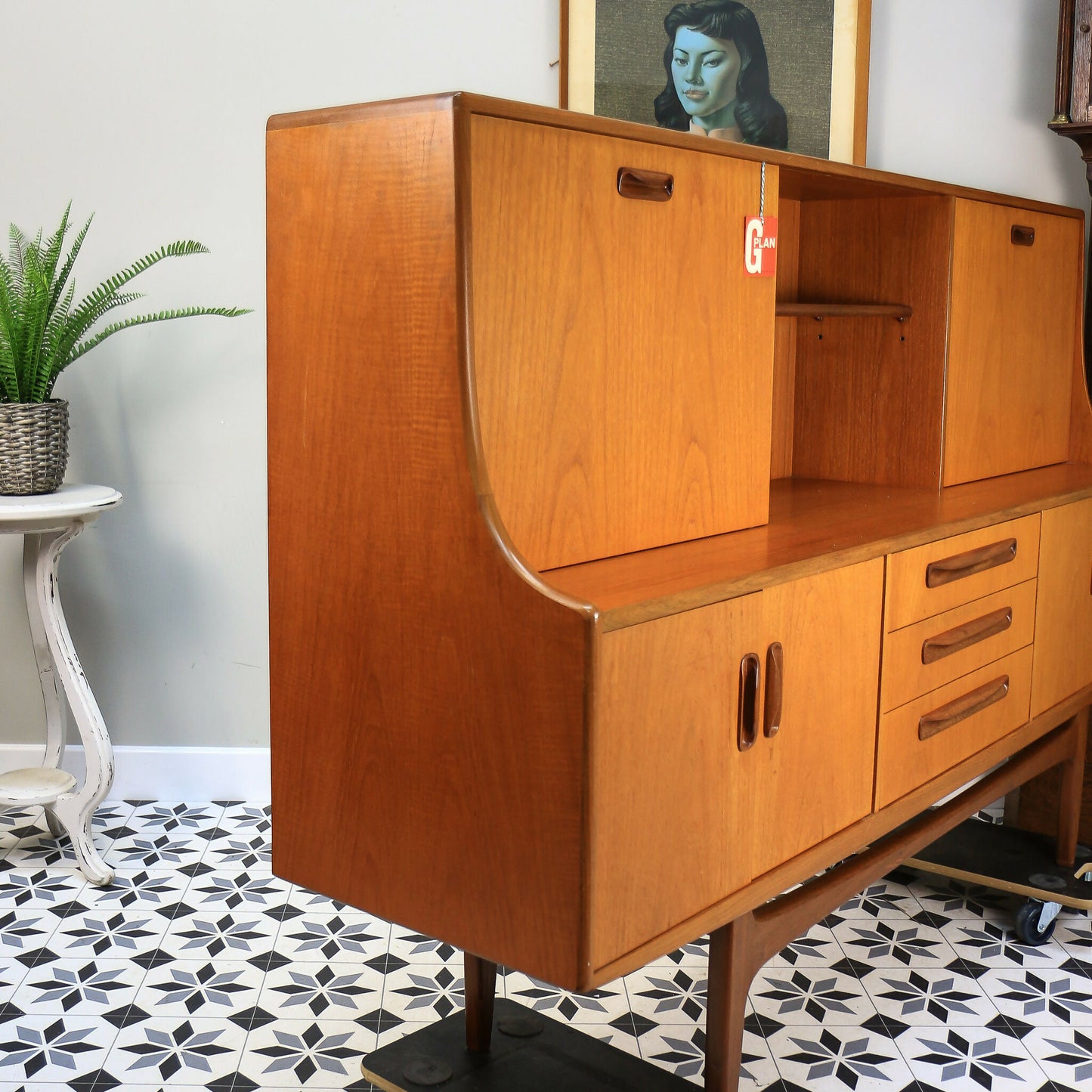 G Plan Fresco Sideboard Highboard in Teak 1975 with Drinks Cabinet