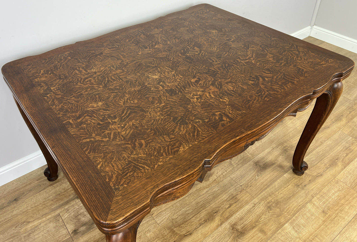 Dining Table Vintage French Louis XVI Carved Oak Extendable Table LOT 6354
