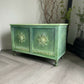 Vintage blanket box, hand painted green, boho