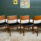 4 x Danish Teak Mid Century Dining Chairs with Black Seats -Glostrup Mobelfabrik