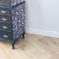 Vintage navy blue chest of drawers William Morris decoupage tallboy