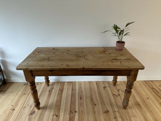 Vintage Farmhouse Dining Table Rustic Large Farmhouse Solid Stripped Pine