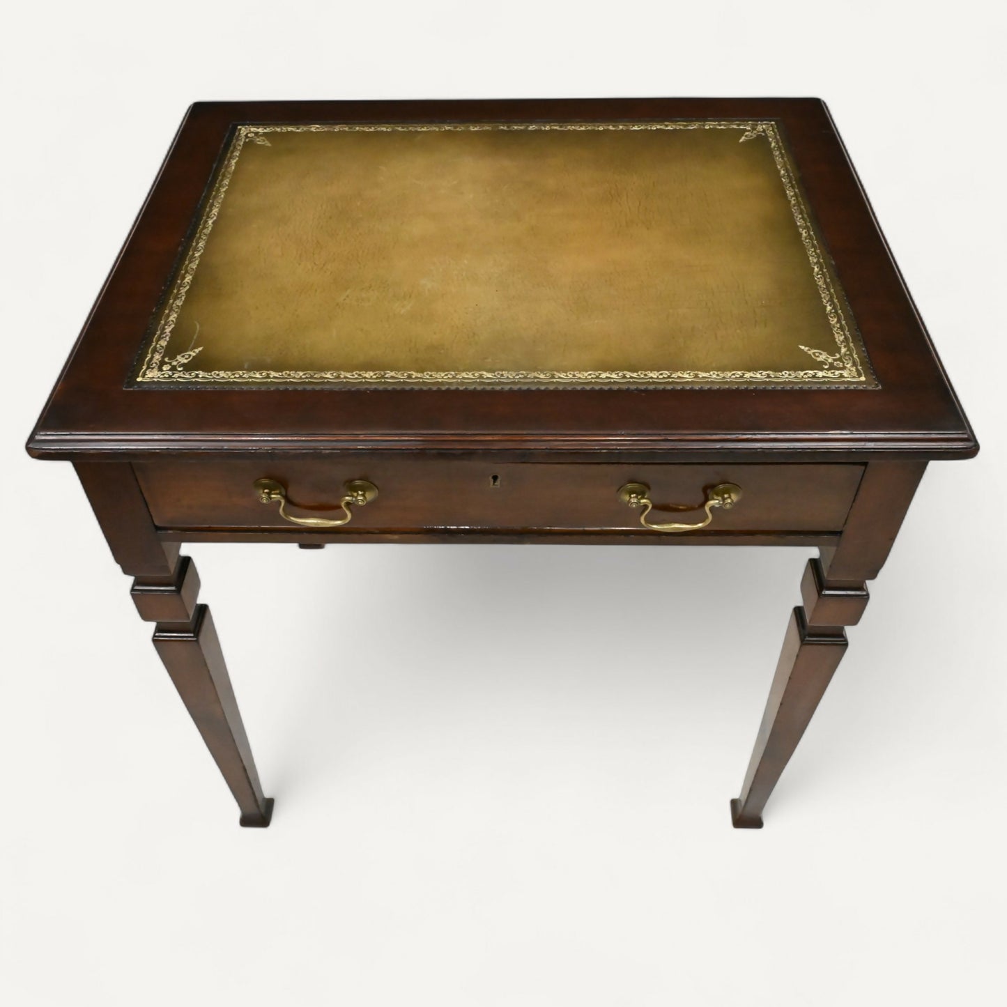 Antique Mahogany Desk Writing Table Green Leather Top Shoolbred FREE UK Delivery. SBR10598/1806E