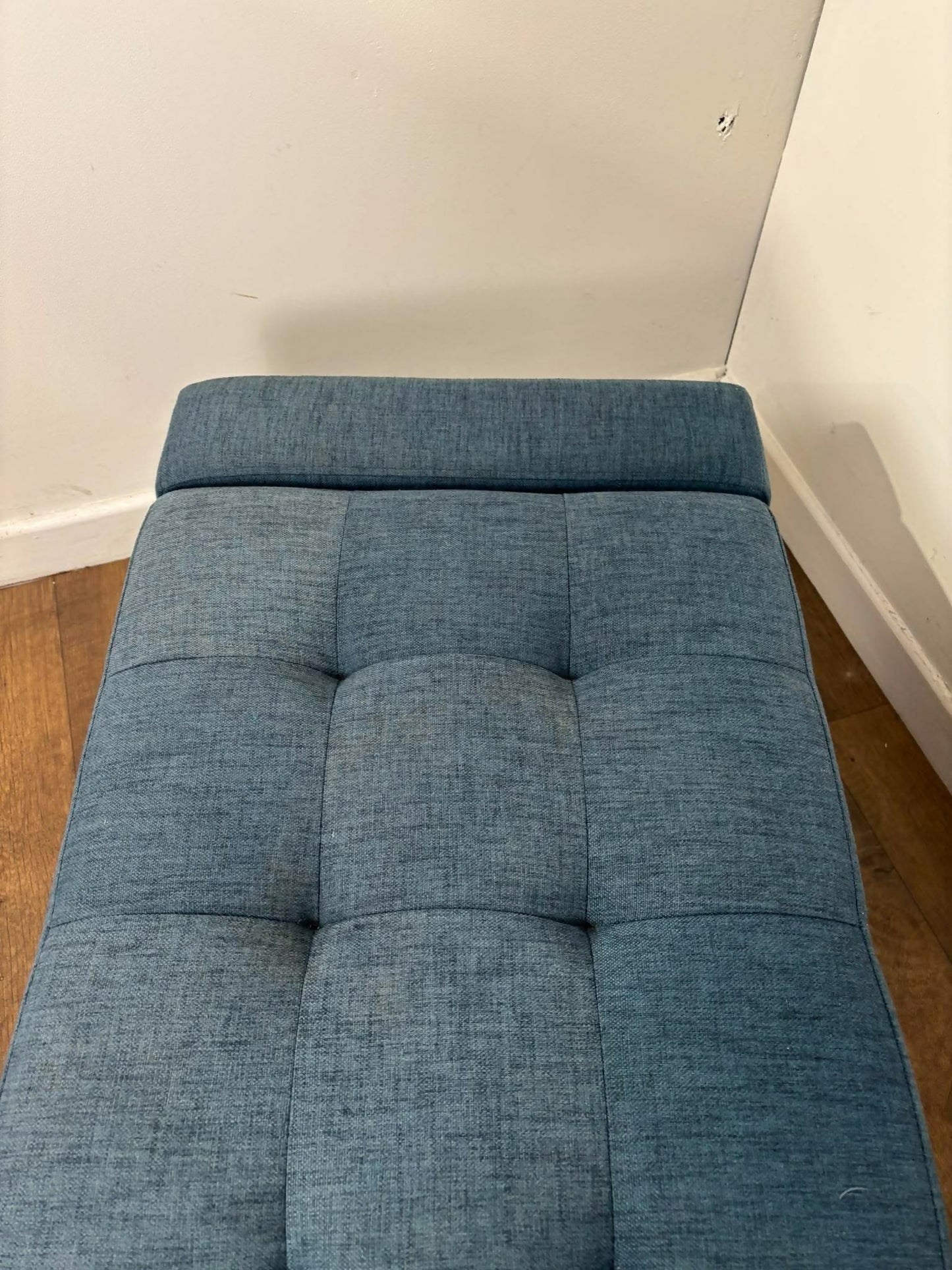 Modern Blue Upholstered Storage Ottoman Bench