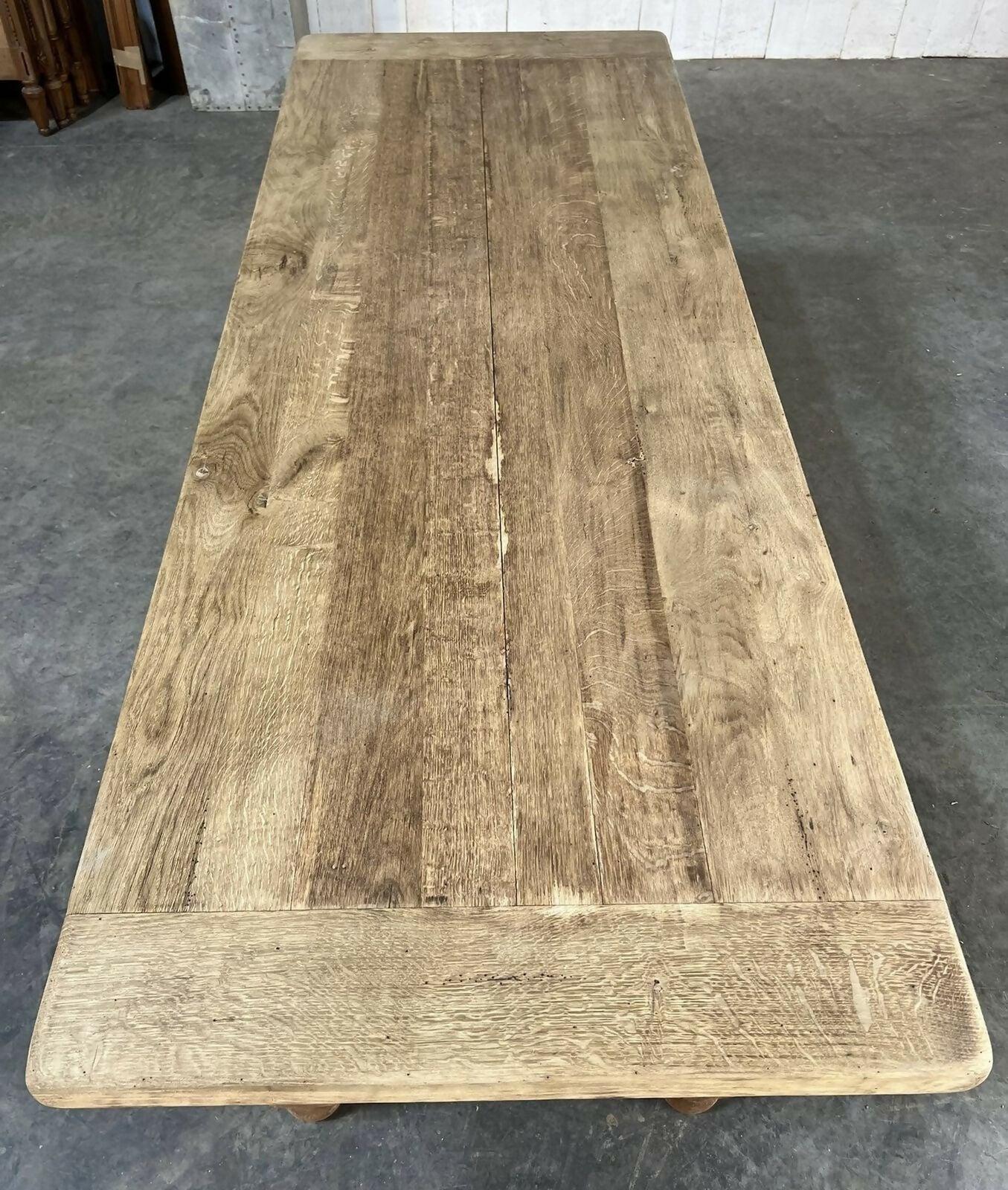French Oak Farmhouse Kitchen Dining Table With Drawer