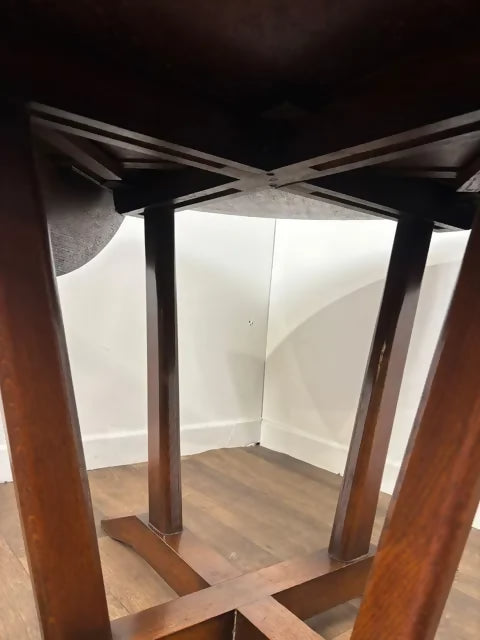 Vintage Round Oak Drop Leaf Dining Table