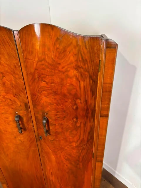 Vintage Art Deco Style Walnut Veneer Wardrobe